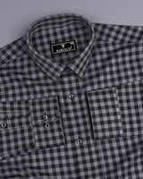 Belmont Black With Gray Twill Check Premium Giza Shirt