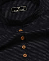 Panther Black Wrex Weft Stripe Cotton Shirt Style Kurta