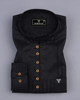 Panther Black Wrex Weft Stripe Cotton Shirt Style Kurta