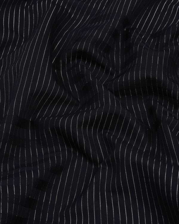 Panther Black Wrex Weft Stripe Cotton Shirt Style Kurta