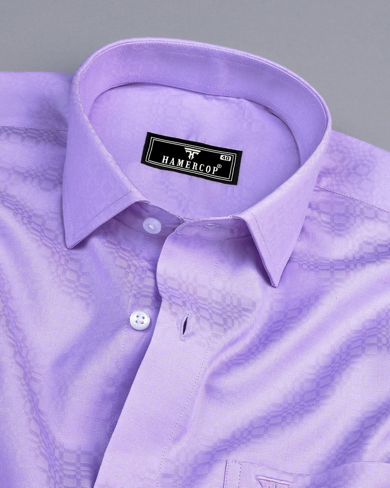 Allium Purple Self Check Jacquard Premium Giza Shirt