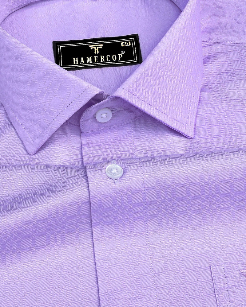 Allium Purple Self Check Jacquard Premium Giza Shirt