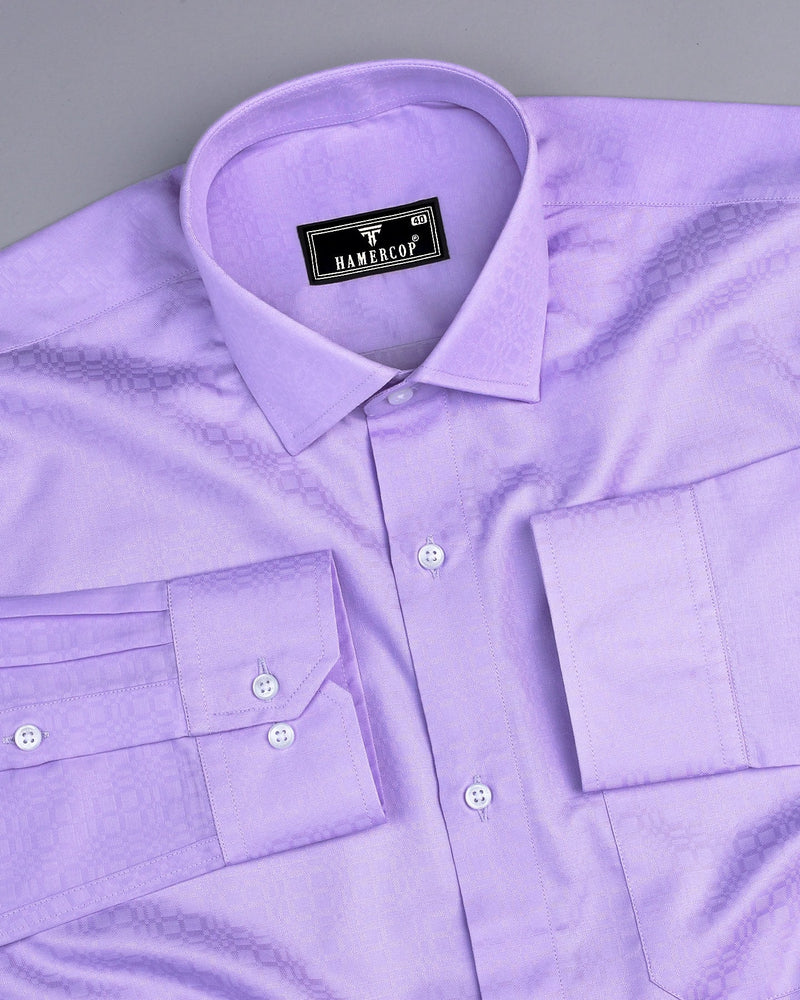 Allium Purple Self Check Jacquard Premium Giza Shirt