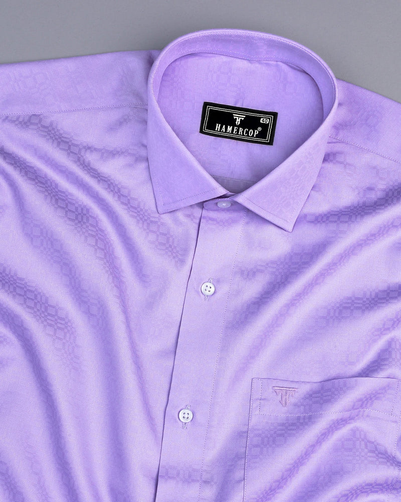 Allium Purple Self Check Jacquard Premium Giza Shirt