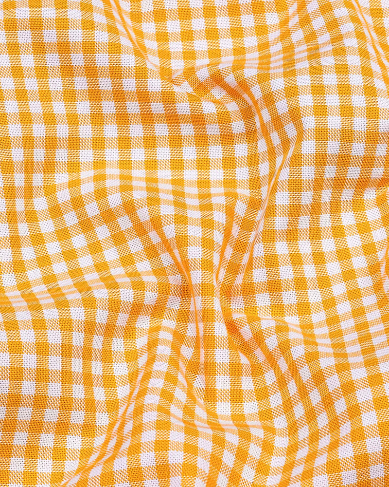 Jenon Yellow With White Yarn Dyed Check Oxford Cotton Shirt