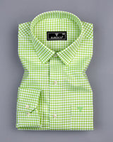 Jenon Green With White Yarn Dyed Check Oxford Cotton Shirt