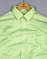 Jenon Green With White Yarn Dyed Check Oxford Cotton Shirt