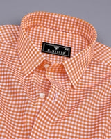 Jenon Orange With White Yarn Dyed Check Oxford Cotton Shirt