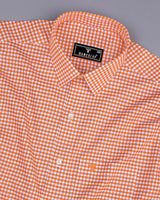 Jenon Orange With White Yarn Dyed Check Oxford Cotton Shirt