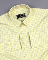 Astral Yellow With Blue Check Premium Giza Shirt