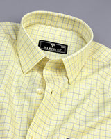 Astral Yellow With Blue Check Premium Giza Shirt