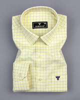 Astral Yellow With Blue Check Premium Giza Shirt