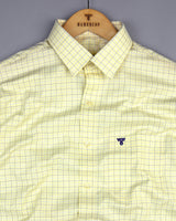 Astral Yellow With Blue Check Premium Giza Shirt