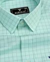 Astral Green With Blue Check Premium Giza Shirt