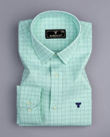 Astral Green With Blue Check Premium Giza Shirt