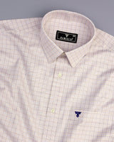 Astral Cream With Blue Check Premium Giza Shirt