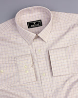 Astral Cream With Blue Check Premium Giza Shirt