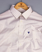 Astral Cream With Blue Check Premium Giza Shirt