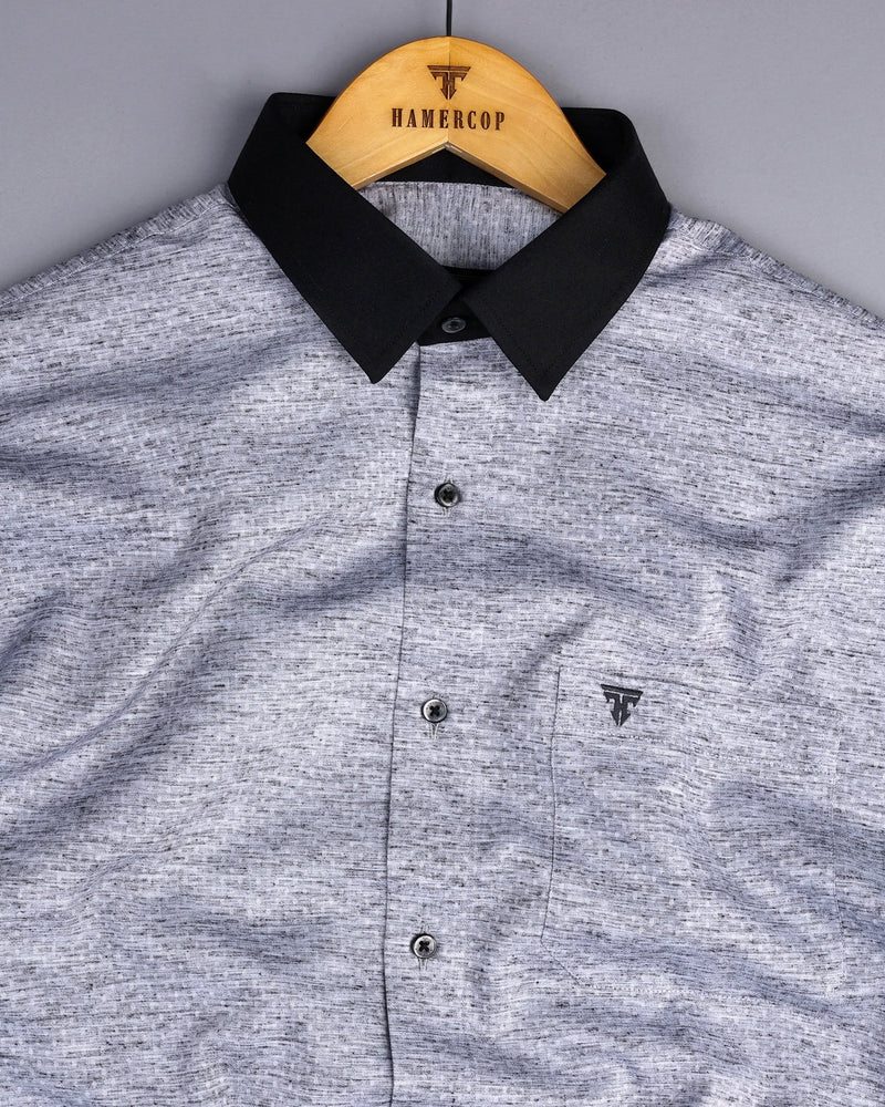 Gray Two Shaded Black Cuff And Collar Designer Cotton Shirt