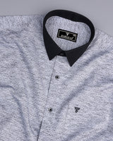 Gray Two Shaded Black Cuff And Collar Designer Cotton Shirt