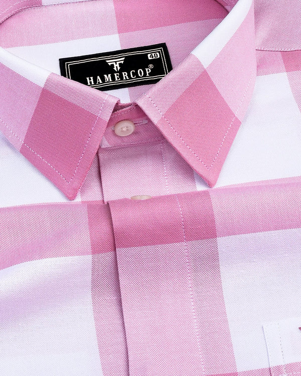 Merida Pink With White Broad Check Oxford Cotton Shirt