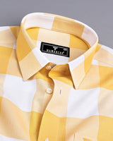 Merida Yellow With White Broad Check Oxford Cotton Shirt