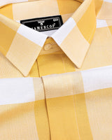 Merida Yellow With White Broad Check Oxford Cotton Shirt