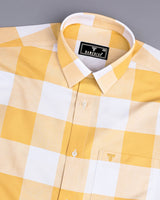 Merida Yellow With White Broad Check Oxford Cotton Shirt