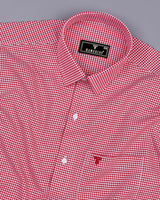 Lolo Blood Red With White Small Check Oxford Cotton Shirt