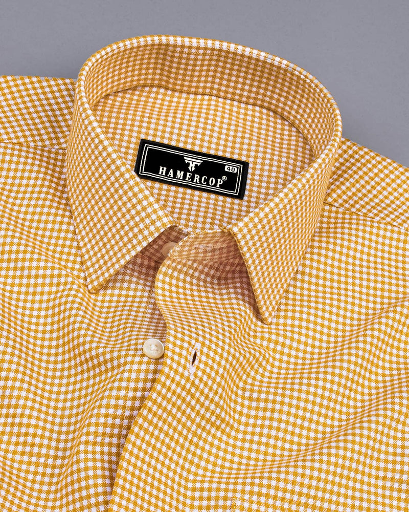 Lolo Turmeric Yellow With White Small Check Oxford Cotton Shirt