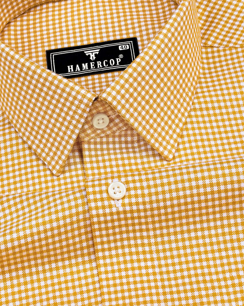 Lolo Turmeric Yellow With White Small Check Oxford Cotton Shirt