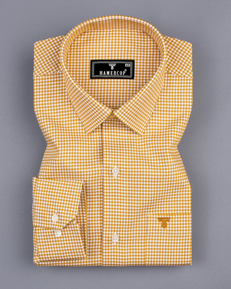 Lolo Turmeric Yellow With White Small Check Oxford Cotton Shirt