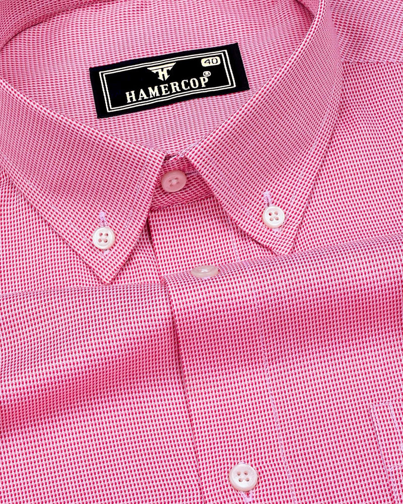 Bissen Pink With White Dobby Textured Giza Shirt