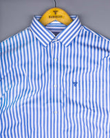 Sheldon Blue With White Stripe Formal Cotton Shirt