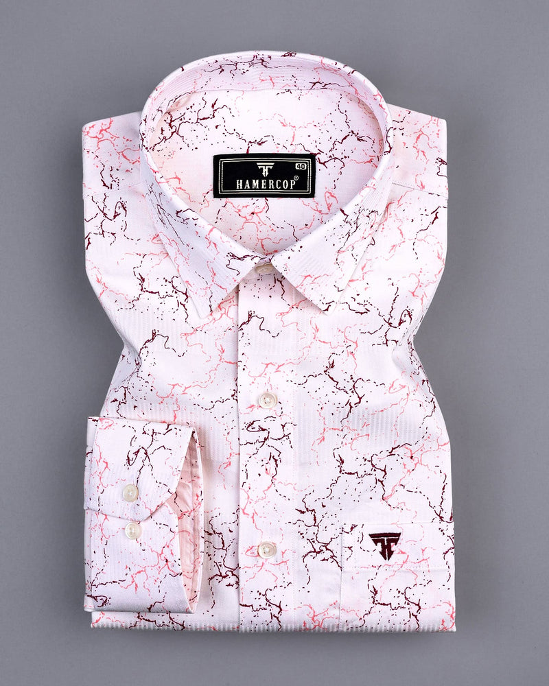 Felix Pink Sprinkle Printed Self Stripe Dobby Cotton Shirt