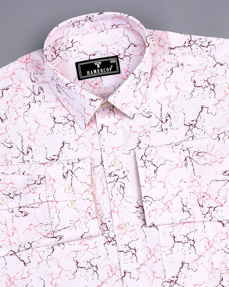 Felix Pink Sprinkle Printed Self Stripe Dobby Cotton Shirt