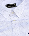 Rudolf White Self Stripe With Blue Printed Dobby Cotton Shirt