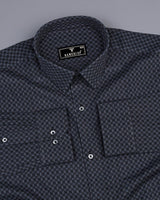 Dijon Gray With Black Dobby Check Premium Giza Shirt