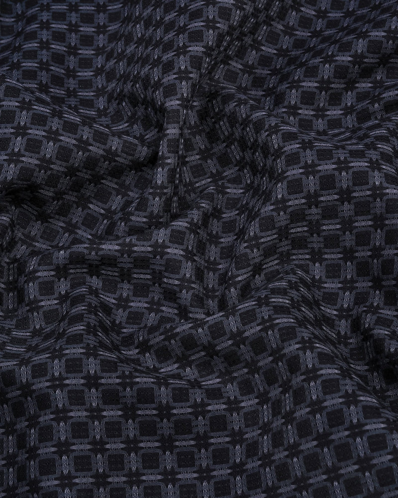 Dijon Gray With Black Dobby Check Premium Giza Shirt