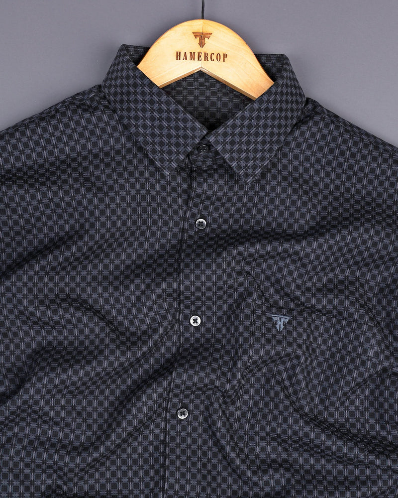 Dijon Gray With Black Dobby Check Premium Giza Shirt