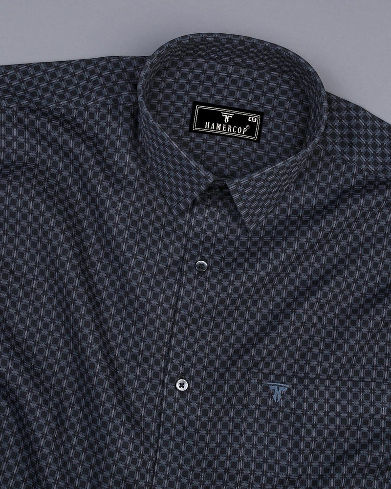 Dijon Gray With Black Dobby Check Premium Giza Shirt