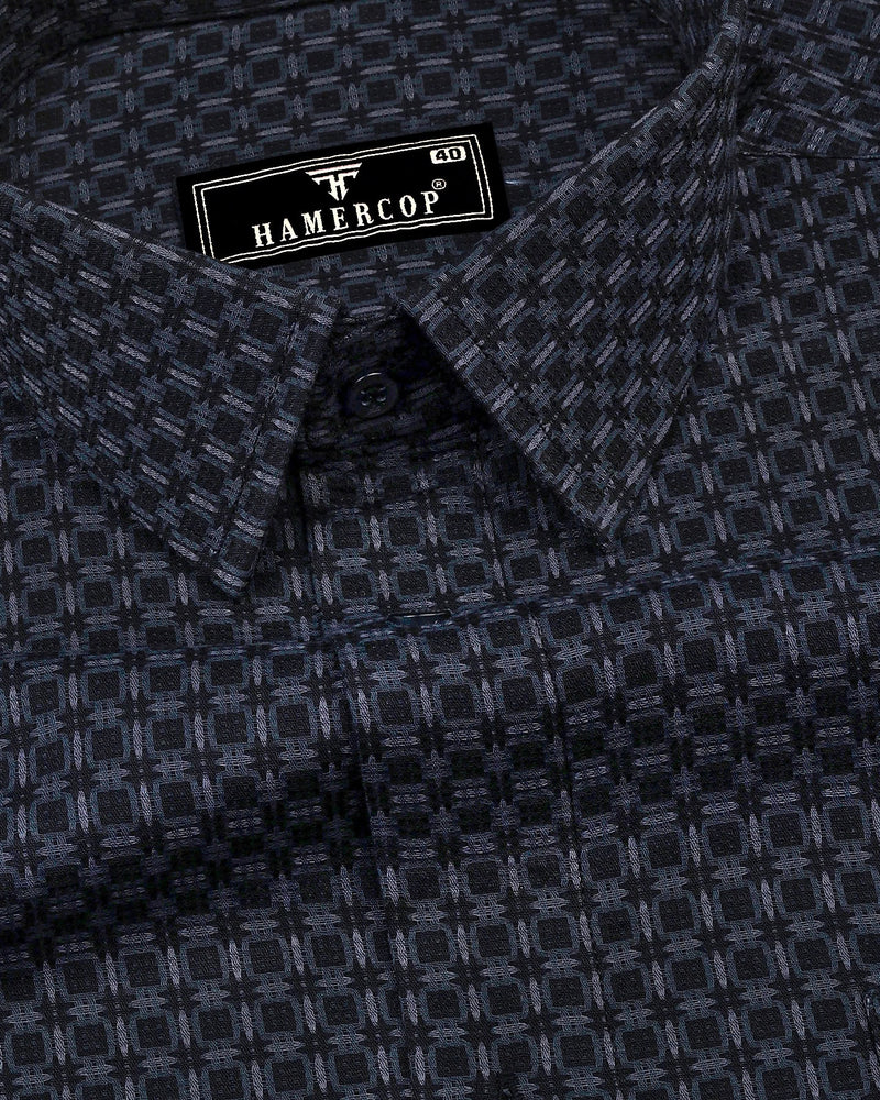 Dijon Gray With Black Dobby Check Premium Giza Shirt