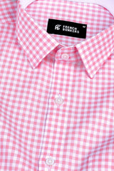 Classic baby Pink with white twill check shirt