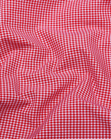 Blood Red With White Yarn Dyed Small Check Cotton Shirt