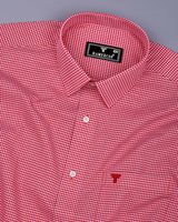 Blood Red With White Yarn Dyed Small Check Cotton Shirt