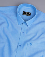 Bright SkyBlue Oxford Cotton Plain Formal Shirt