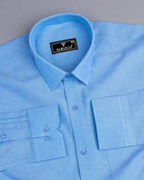 Bright SkyBlue Oxford Cotton Plain Formal Shirt