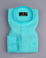 Turquoise Blue Plain Oxford Cotton Shirt