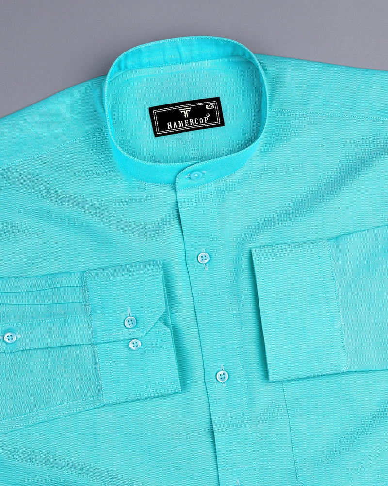 Turquoise Blue Plain Oxford Cotton Shirt