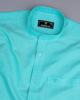 Turquoise Blue Plain Oxford Cotton Shirt